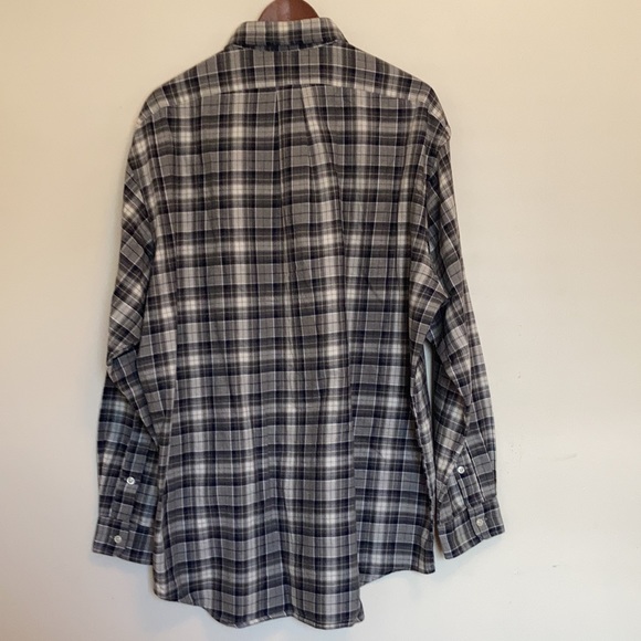 Vintage Polo by Ralph Lauren Grey Plaid Cotton Flannel Shirt Size Large - Picture 3 of 10